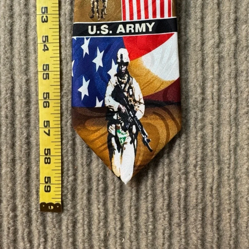 Steven Harris US Army Patriotic Necktie American Flag Military Soldier Humvee